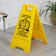 The sign "Attention! Cleaning is going on, 61 × 30 cm, plastic, yellow color