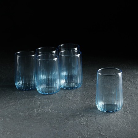 Set of glass glasses Nova, 6 pcs, 135 ml, blue