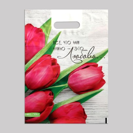 Polyethylene package, "romance", with a cut pen, 30 x 40 cm, 60 μm