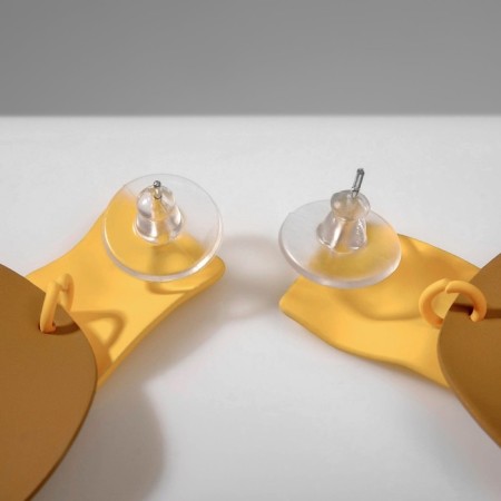 Earrings Metal "brightness" geometry, color yellow-brown-2