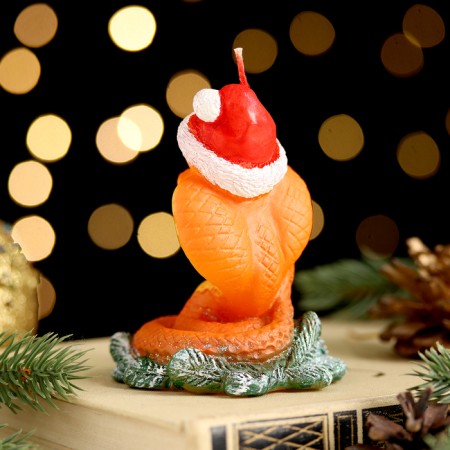 Figure candle "Snake in a hat. Symbol of the year 2025, 5x6.5x7.5 cm-4