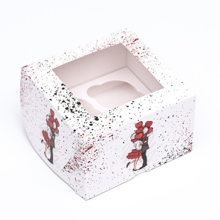 Packaging for 4 cupcakes with a window, "Eternal Love" 16 x 16 x 10 cm-1