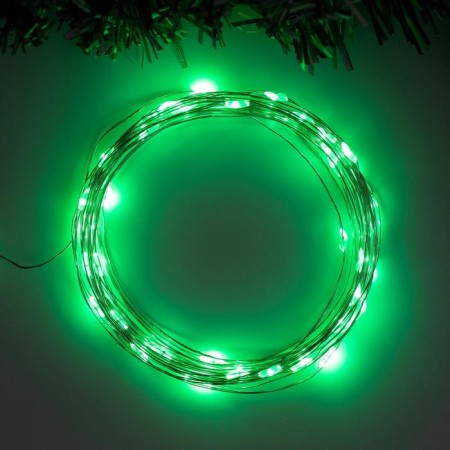 Garland "thread" 5 m Rosa, IP20, silver thread, 50 LED, Green glow, 2 modes, AAH3