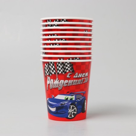 A one -time paper glass "Happy Birthday" of the car, 250 ml-2