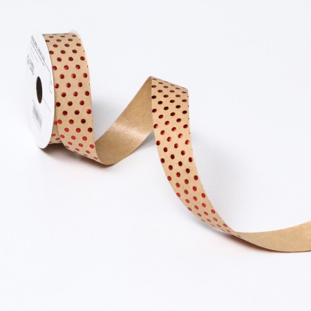 Ribbon for decor and gifts Kraft with embossing 2cm x 5 m-2