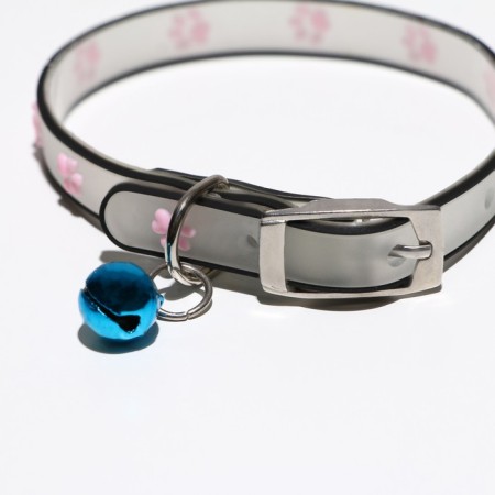 Collar "paws", 28 x 1 cm, Osh 18-24 cm, transparent/pink-2