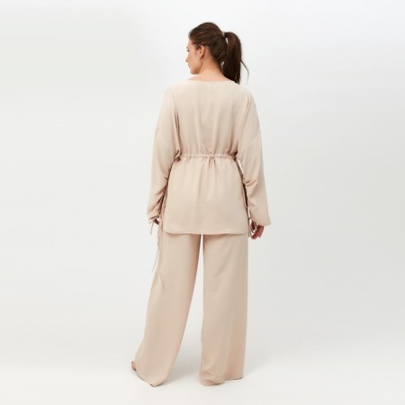 Women's costume (tunic, trousers) minku: casual collection beige color, size 54-2