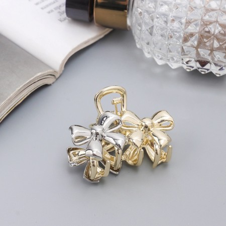 Hair crab "Heather" bows, 4.5 cm, gold-serebly