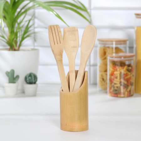 A set of kitchen supplies "Bamboo Forest", 3 items on a stand: 2 shoulder blades, spoon