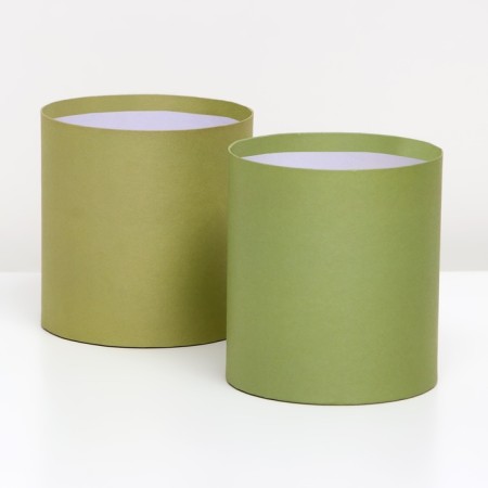 Set of round boxes 2B1, "dark green", without a cover, 10 x 10 x10.5 cm-1
