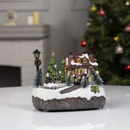 LED figure "New Year's City" 19 × 17 × 13 cm, polystone, AAX3 batteries (not in the kit), USB, glow warm white-1