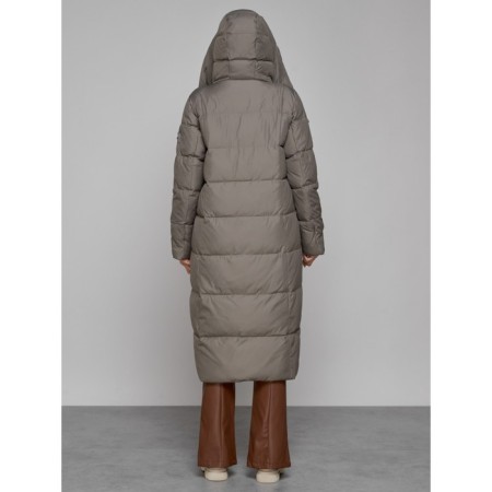 Coat insulated winter female, size 44, brown color-3