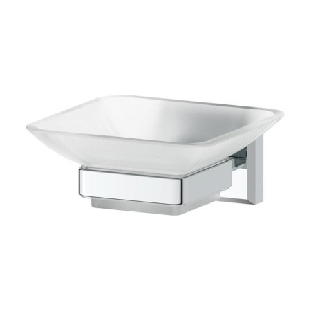 Holder with a soap dish, matte glass, chrome