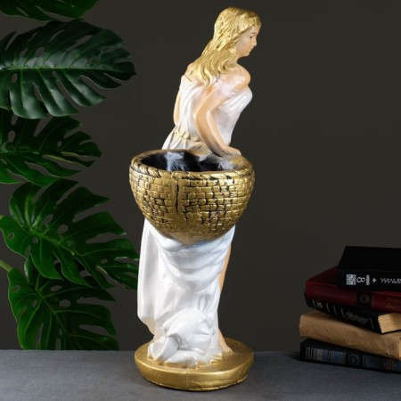 Figure with a pot "Girl with a basket" Persik / gold, 1l / 30x64x32cm-2