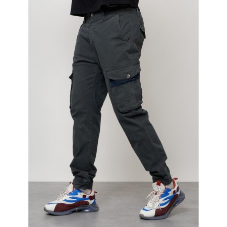 Cargo jeans men, size 46-48, dark gray color-1