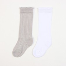 Гольфы ажурные 2 пары Крошка Я 12-14 см, белый/серый