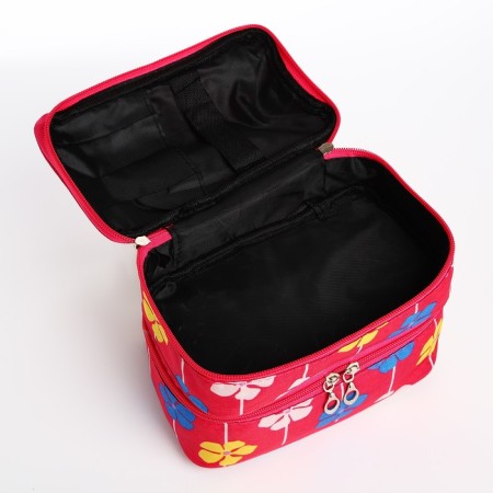 Cosmetic bag, 2 parts on lightning, raspberry color-2