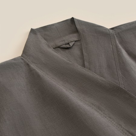 Women's bathrobe short SL Home "Graphite" b. graphite, size 44-52, 100% linen, 150g/m2-1