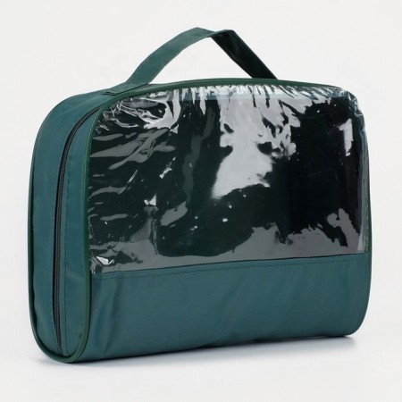 Cosmetic bag with a handle, a green color-1