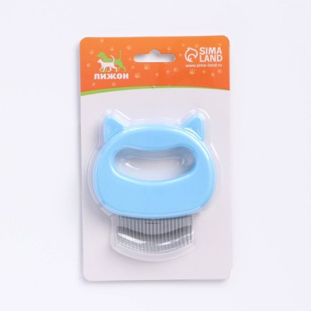 Comb for wool with bent plastic teeth, 21 cloves, 10 x 9 cm, blue-4