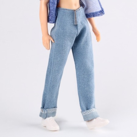 Jeans for puppet men, length - 18 cm, blue color
