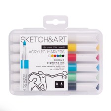 A set of acrylic markers 6 colors Sketch & Art, 1.0-3.0 mm