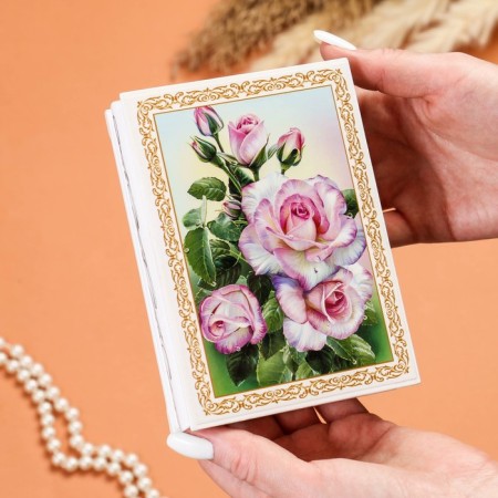 Casket "Tender Roses", white, 10 × 14 cm, lacquer miniature-2