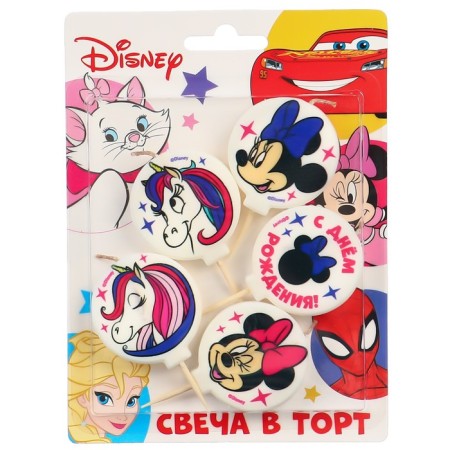 Candle for the cake "Happy Birthday!", 5 pieces, Minnie Mouse and unicorn-5