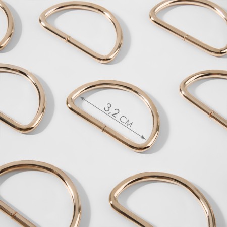 Half -ring for bags, d = 32 mm, thickness - 3 mm, 10 pcs, gold color