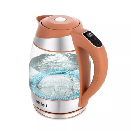 Electric ketter KitFort KT-6661, glass, 1.8 l, 2200 watts, brown