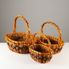A set of baskets, 3 pcs, 46x35/41 cm, 39 x28/34.5 cm, 32x21/28 cm, willow