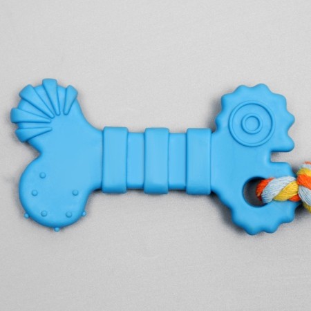 Chewing toy with a rope "bone with a tail", blue-3
