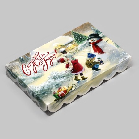 Cookie box, confectionery packaging, "snowman", 22 x 15 x 3 cm, new year-2