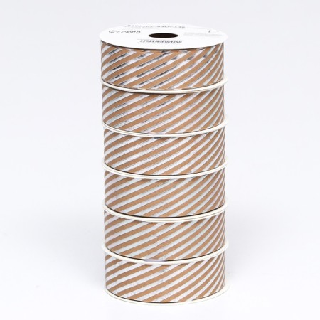 Ribbon for decor and gifts Crafts with embossing "strip" silver 2cm x 5 m-3