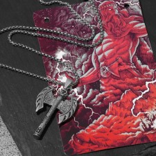 The amulet of the “ax of Perun” on the chain, the color of the black silver, 58 cm