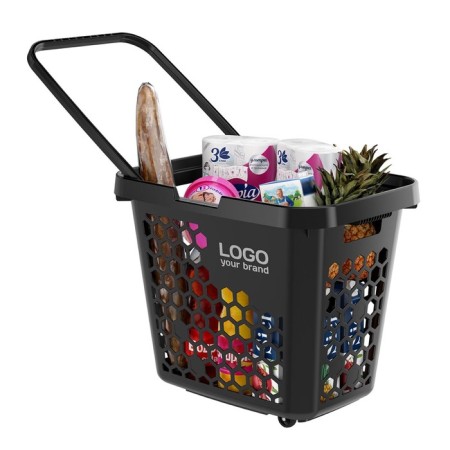 Plastic-plastic basket 80 liters, with 1 plastic handle, black color-1