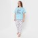 Female set (T-shirt/pants), blue/light gray color, size 50