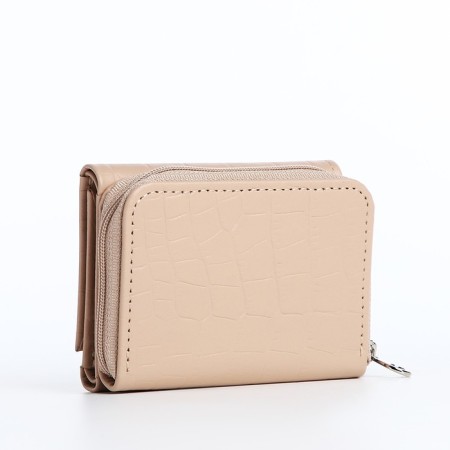 Women's wallet on the button, beige color-1