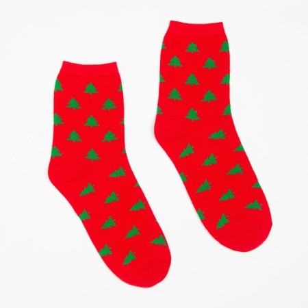 Women's socks "Christmas trees" color red, size 23-25-1