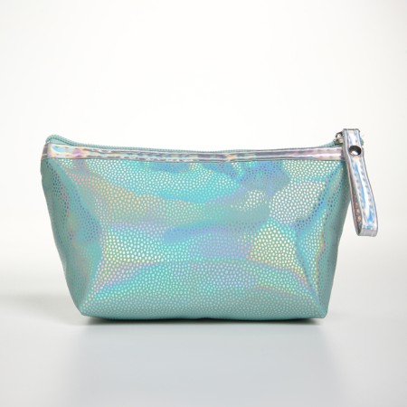 Cosmetic bag with zipper, turquoise color-1
