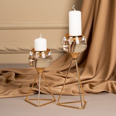 Summary metal, glass per 1 candle “Exclamation” Color Gold 9.5 x 9.5 x 17 cm-6