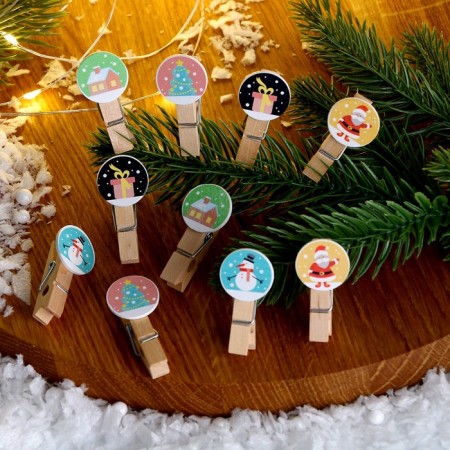 Set of decorative clothespins "Happy New Year" set of 10 pcs.-1