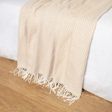 Valencia plaid 140x200cm, white/sand, cotton 50%, polyester 30%, pan 20%