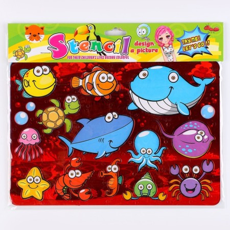 Stencil for kids "sea inhabitants" with coloring-5