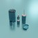 A set of accessories for the Trinity bathroom, 6 items (soap dish, soap dispenser, two glasses, ruff, bucket), blue color
