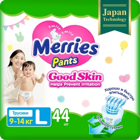 Merries Good Skin, L 9-14 kg, 44 pcs-1