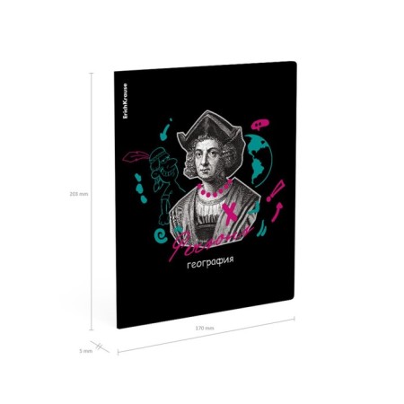 Subject notebook, 48 sheets, cage, geography Erichkrause "Persons", plastic cover silk-screen covers, Blok OFSET 100%, information block-6