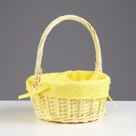 Wicker basket, 22 x 22 x 11 x 27 cm, yellow
