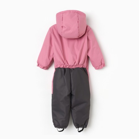 Demicine-zone overalls for a girl, pink-gray color, height 74-80-4