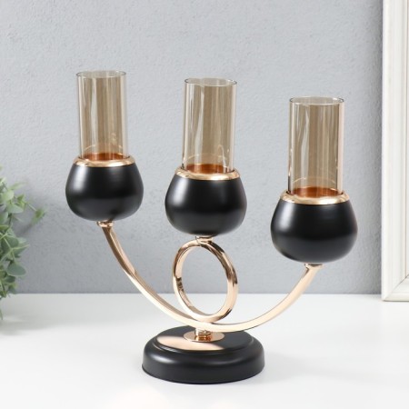 Summary Metal for 3 candles "Dark Knight" black matte with gold 36x24x12 cm-3